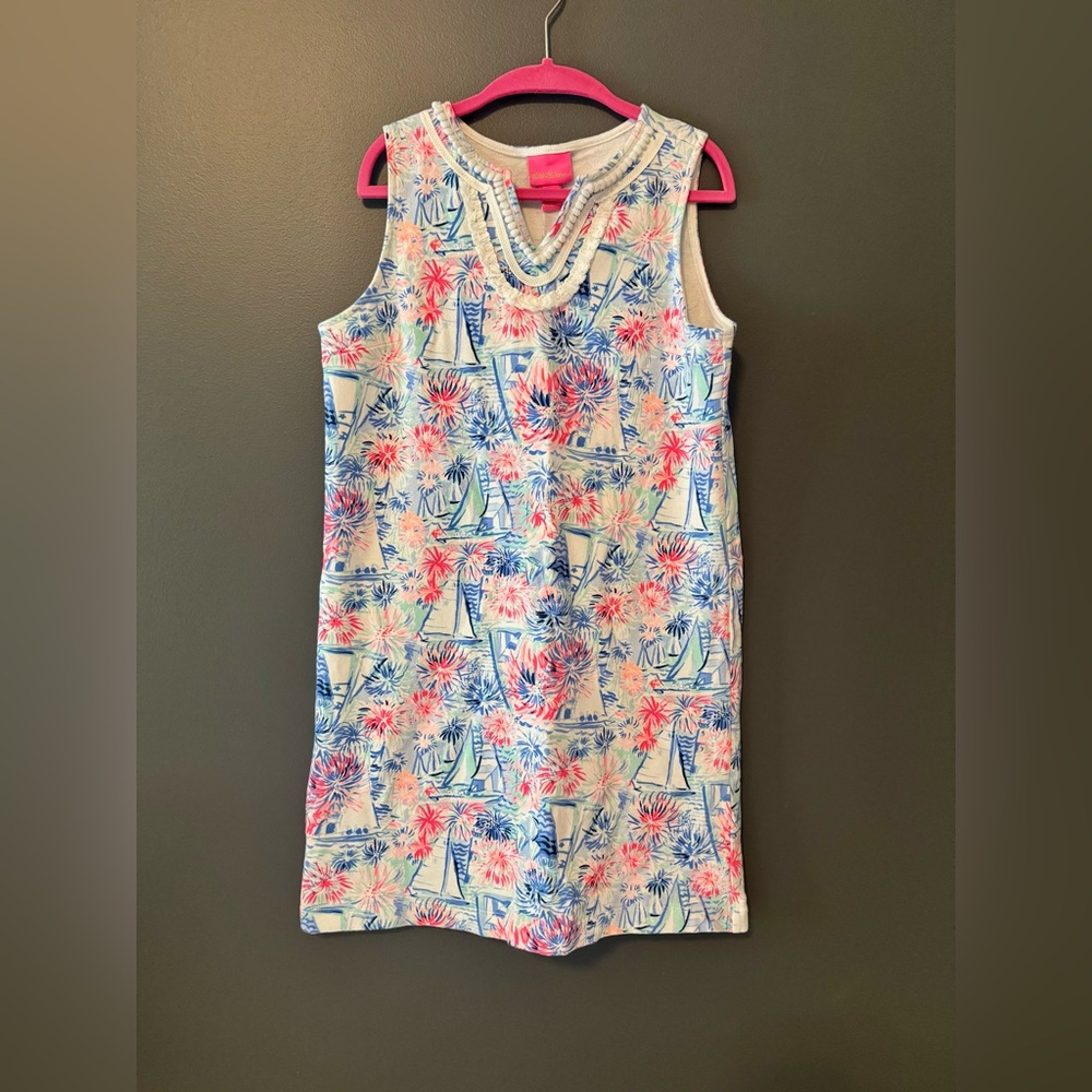 Lilly Pulitzer Fourth of July Fireworks Patriotic Girls Dress. Size 12-14 XL.